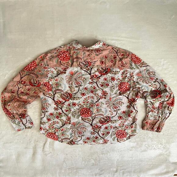 Cino Floral Boho Button Up Shirt Women's XL Mauve Pink White Sundance Cottage - Picture 1 of 9